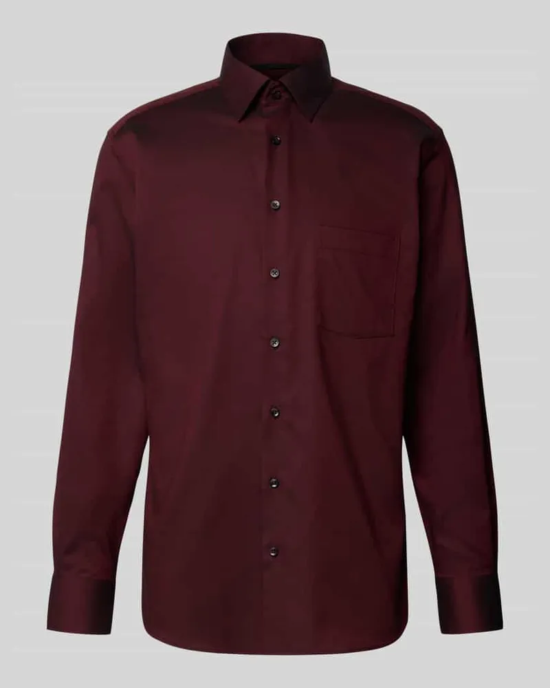 Eterna Modern Fit Business-Hemd mit Kentkragen Bordeaux