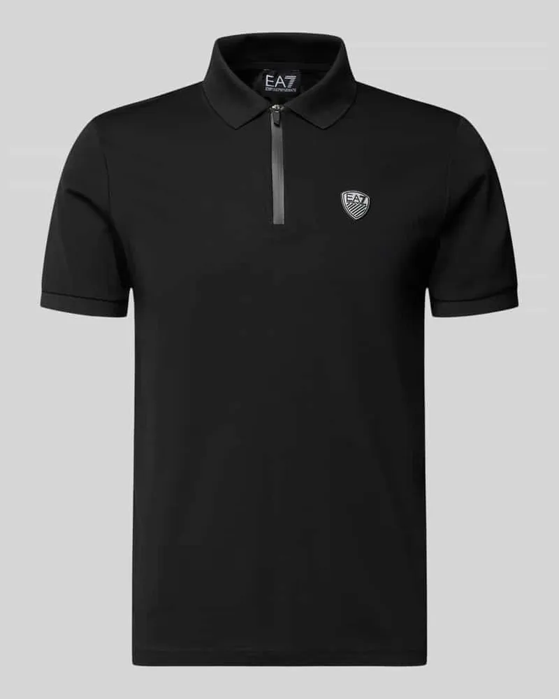 EA7 Slim Fit Poloshirt aus Viskose-Mix Black