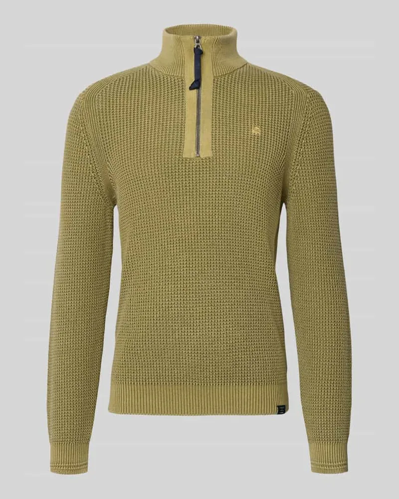 Lerros Slim Fit Troyer in Strick-Optik Khaki