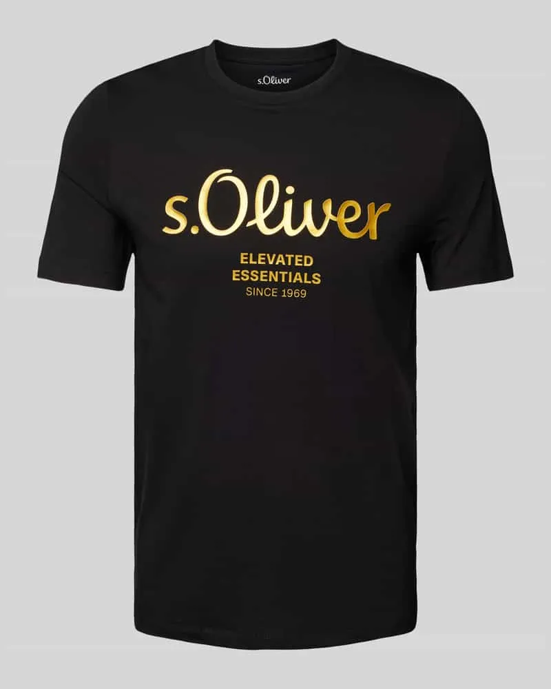 S.Oliver Regular Fit T-Shirt aus reiner Baumwolle mit Statement-Label-Print 