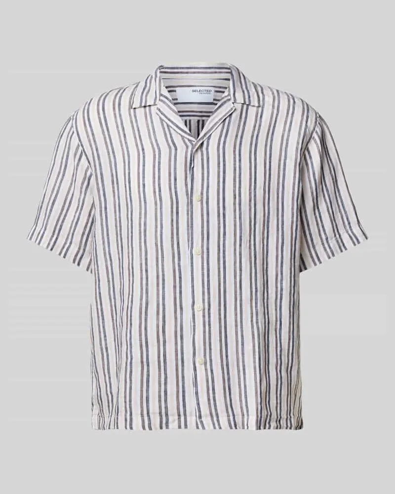 Selected Homme Regular Fit Freizeithemd aus reinem Leinen Modell 'KYLIAN Offwhite