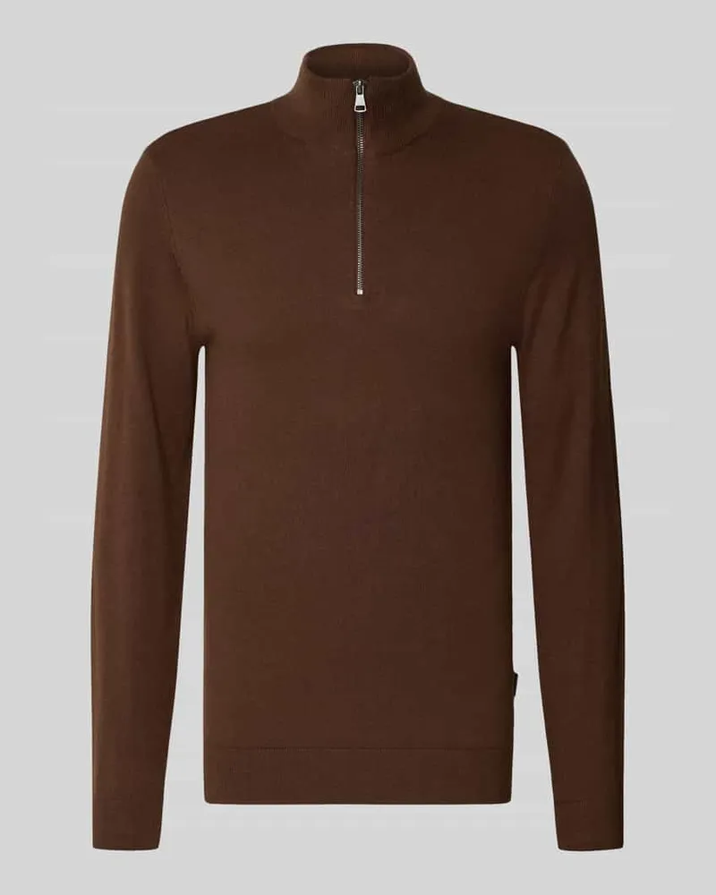 Blend Troyer aus Baumwoll-Mix in Strick-Optik Mittelbraun