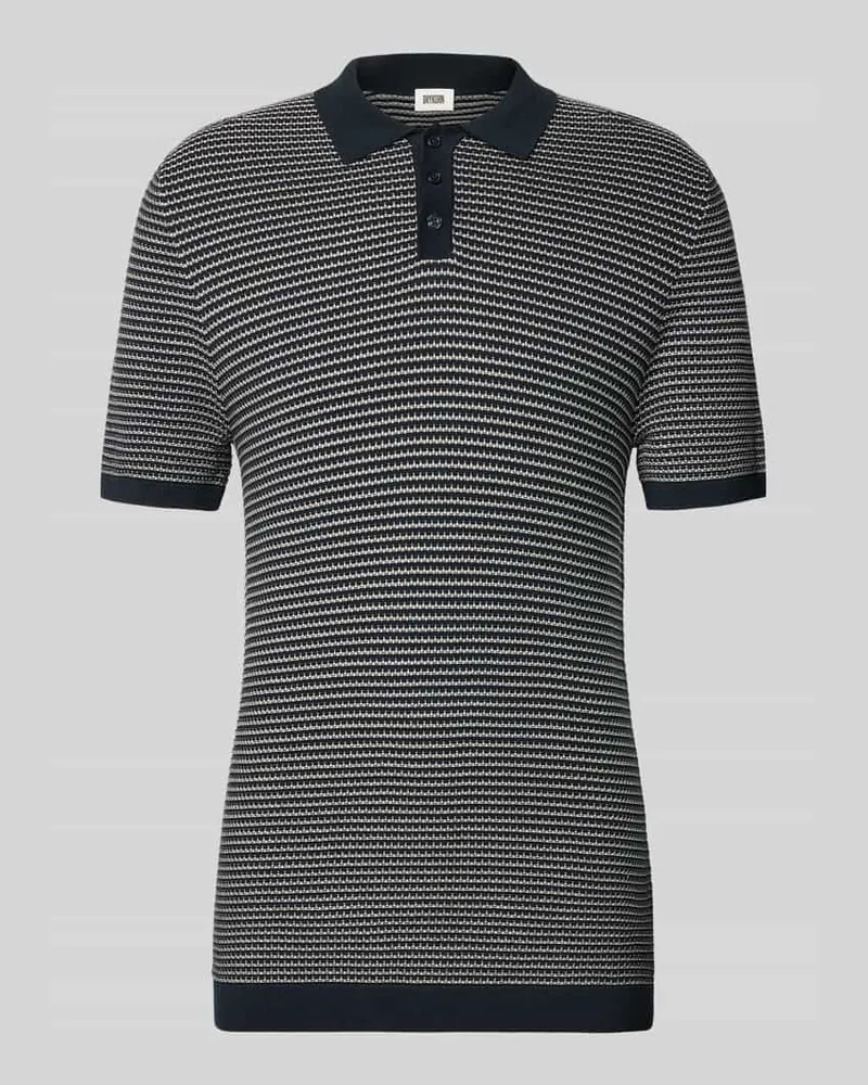 Drykorn Slim Fit Strick-Poloshirt in Two-Tone-Machart Modell 'Triton Dunkelblau