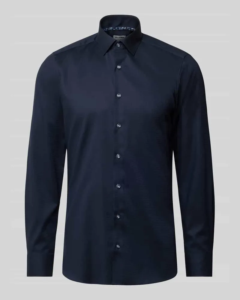 Olymp Regular Fit Businesshemd aus Baumwolle-Mix mit Kentkragen Marine