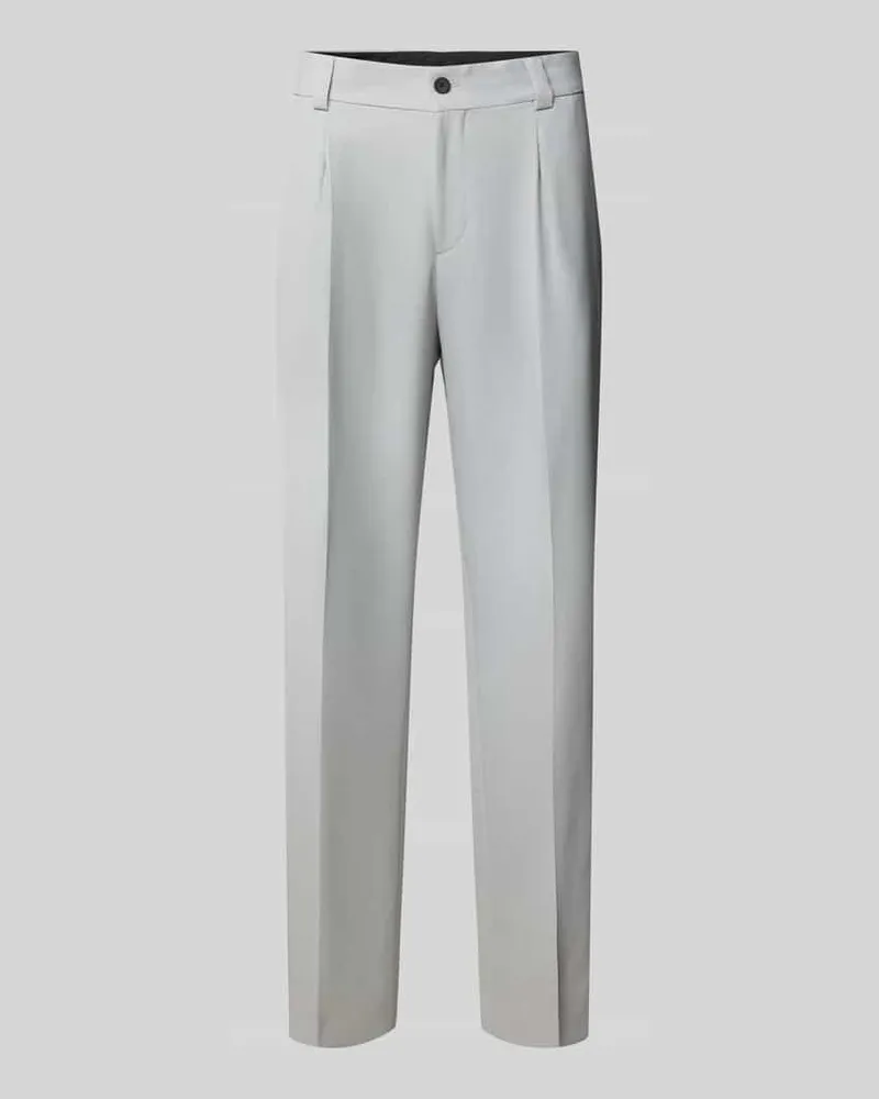 HUGO BOSS Straight Leg Anzughose mit Bundfalten Modell 'Flips Hellgrau