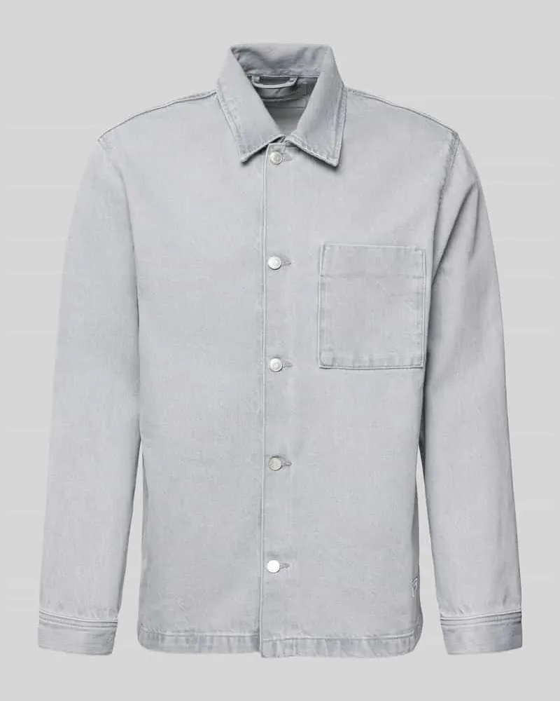 Marc O'Polo Regular Fit Hemdjacke aus reiner Baumwolle Hellgrau