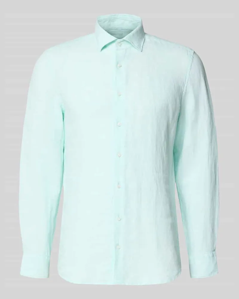 Seidensticker Slim Fit Business-Hemd aus Leinen mit Kentkragen Mint