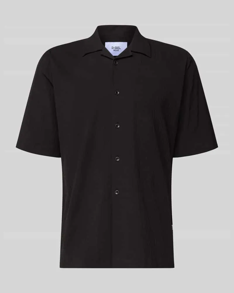 Digel Regular Fit Freizeithemd mit Strukturmuster Modell 'Alfie Black