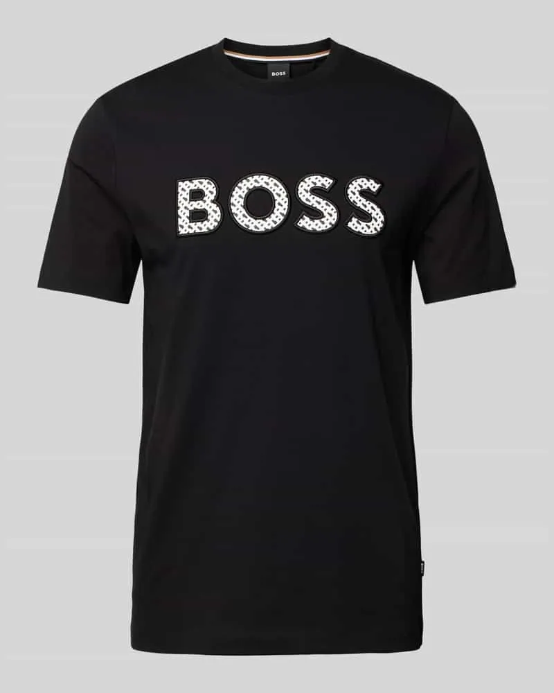 HUGO BOSS T-Shirt mit Label-Print Modell 'Thompson Black
