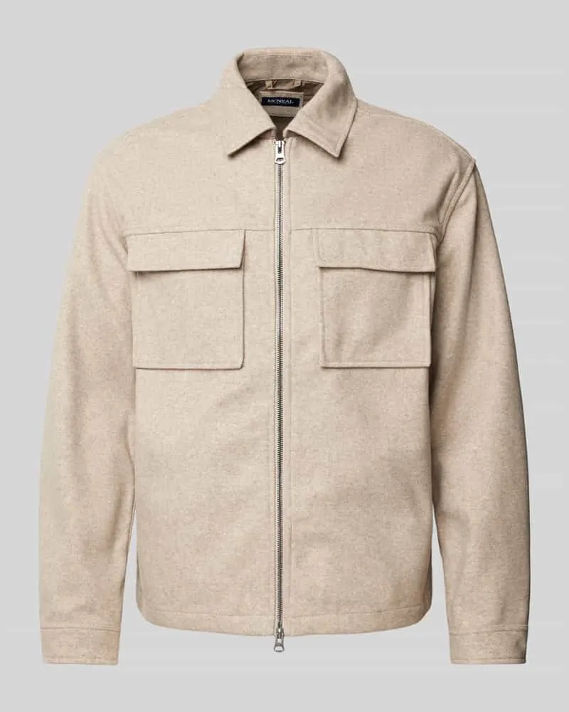 McNeal Relaxed Fit Hemdjacke mit Zweiwege-Reißverschluss Kitt
