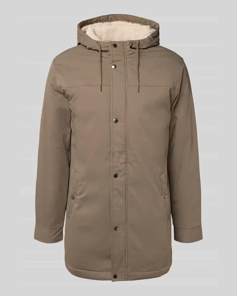 Only & Sons Regular Fit Parka mit Teddyfellbesatz in der Kapuze Modell 'ALEXANDER Mittelbraun