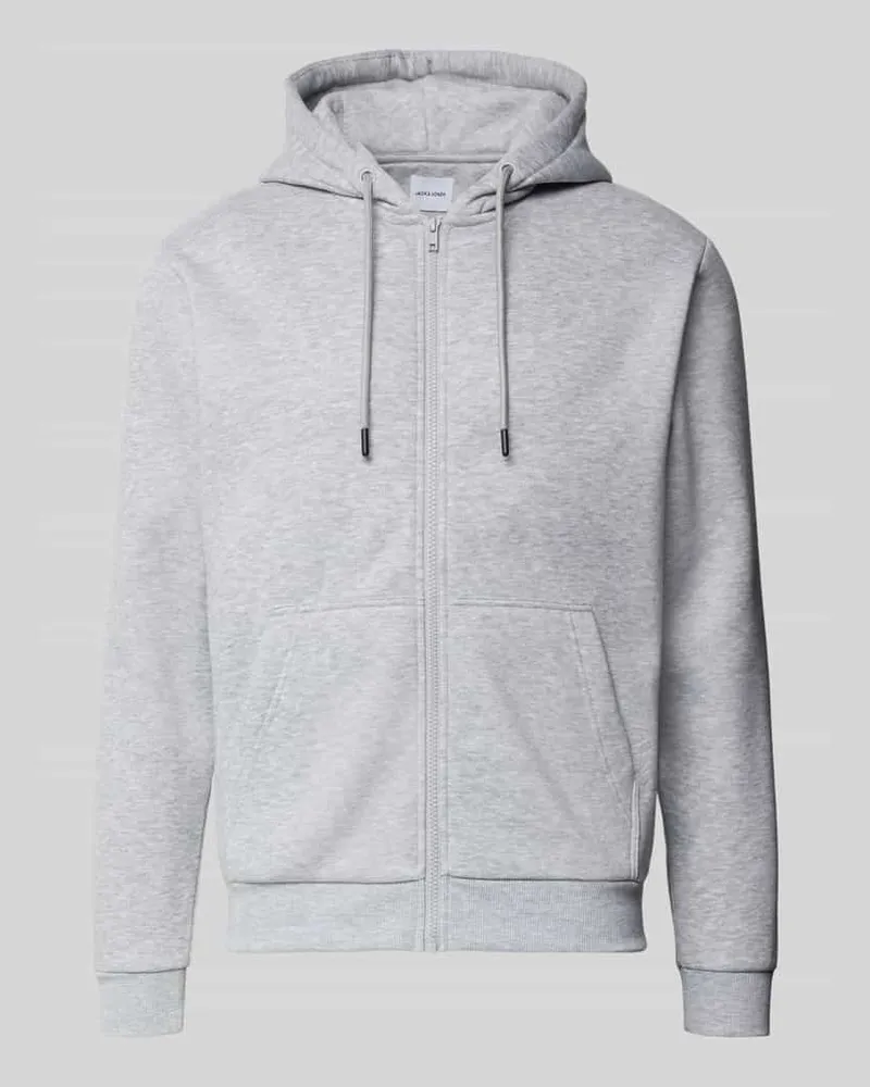 Jack & Jones Sweatjacke mit Kapuze Modell 'BRADLEY Hellgrau
