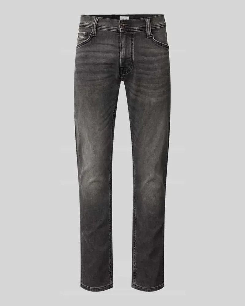 Mustang Slim Fit Jeans mit Label-Details Dunkelgrau