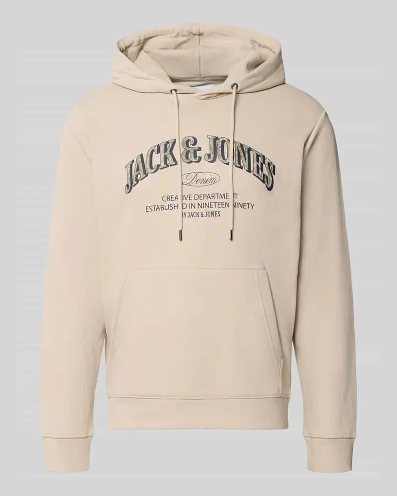 Jack & Jones Regular Fit Hoodie aus Baumwoll-Mix Modell 'Denver Beige
