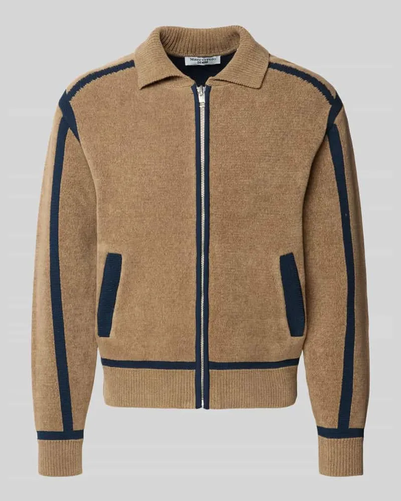 Marc O'Polo Regular Fit Strickjacke aus Baumwoll-Mix Taupe