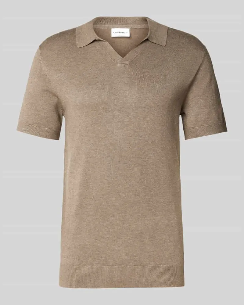 Lindbergh Slim Fit Poloshirt mit V-Ausschnitt Modell 'Ecovero 