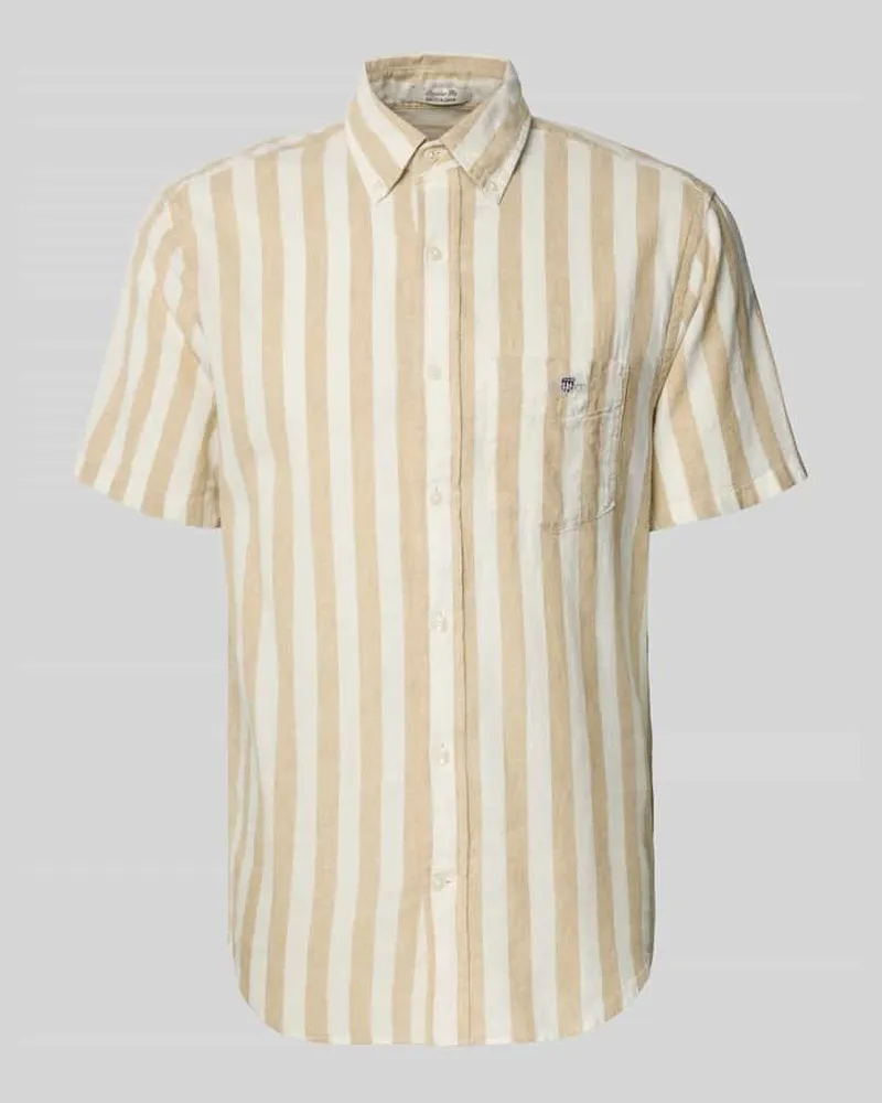 Gant Regular Fit Freizeithemd aus Leinen-Baumwoll-Mix Beige