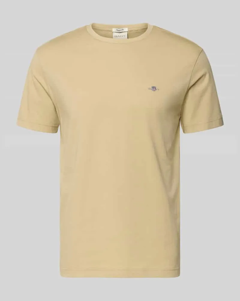 Gant Regular Fit T-Shirt mit Logo-Stitching Beige