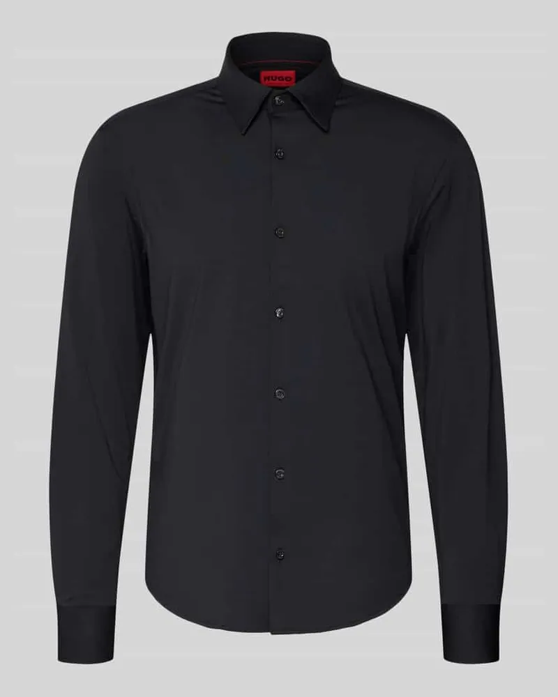 HUGO BOSS Business-Hemd mit Kentkragen Modell 'Ermo Black