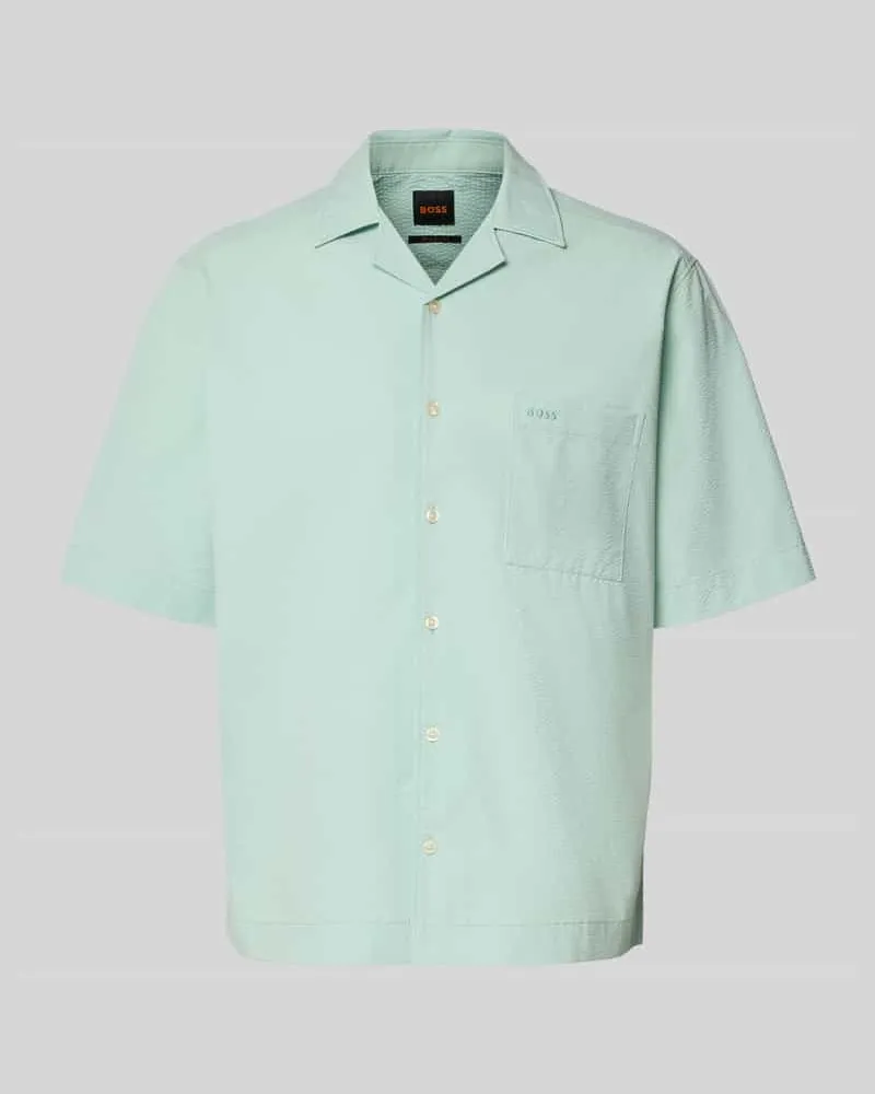 HUGO BOSS Relaxed Fit Freizeithemd mit Seersucker-Verarbeitung Modell 'LAPISY_M Tuerkis
