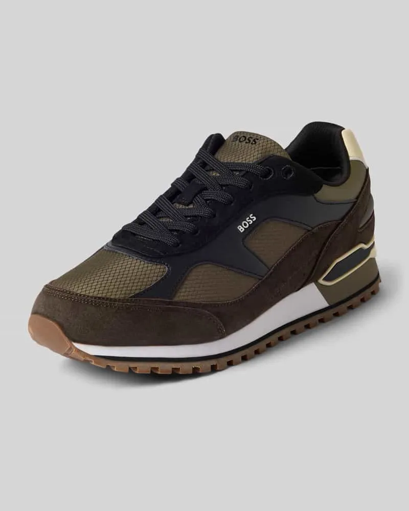 HUGO BOSS Sneaker mit profilierter Laufsohle Modell 'Parkour-L_Runn_mirsp 1027 Oliv