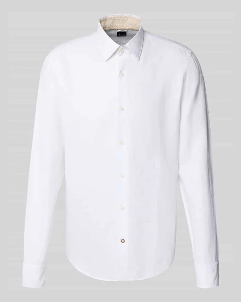 HUGO BOSS Casual Fit Businesshemd aus Leinen-Baumwoll-Mix 