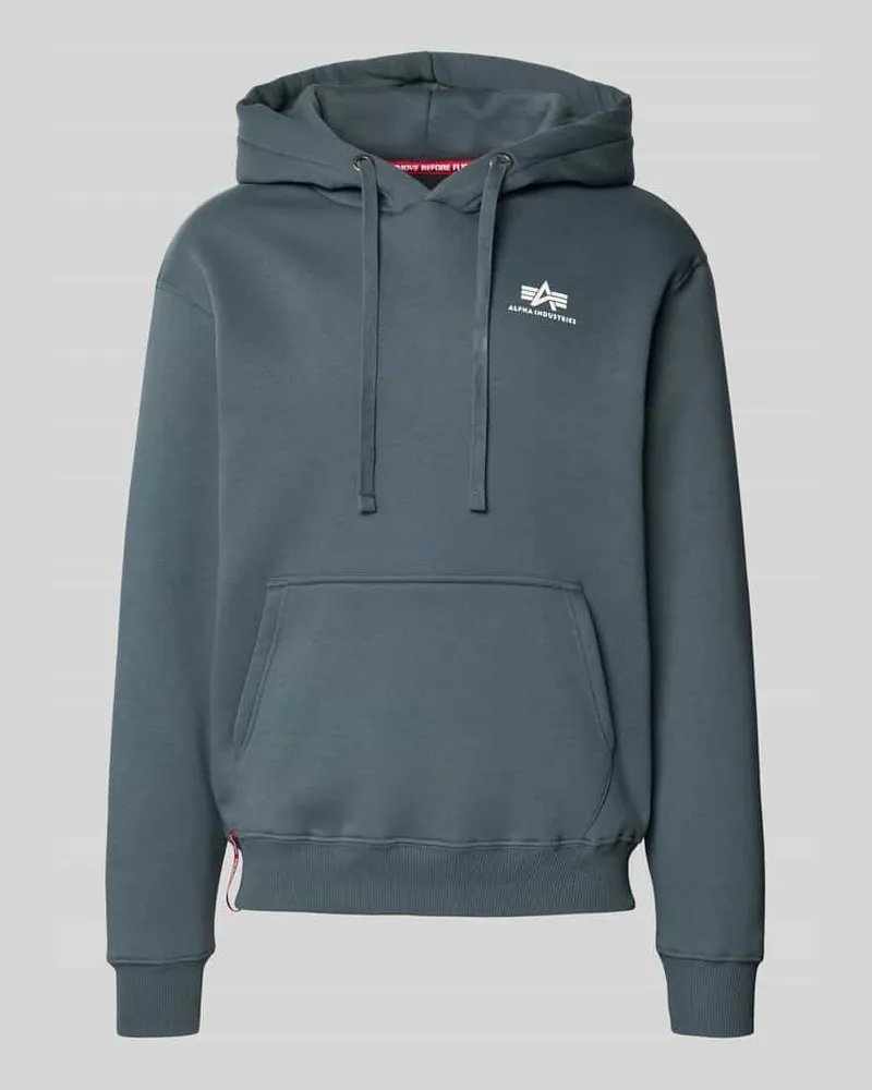 Alpha Industries Hoodie mit Logo und Känguru-Tasche Hellblau