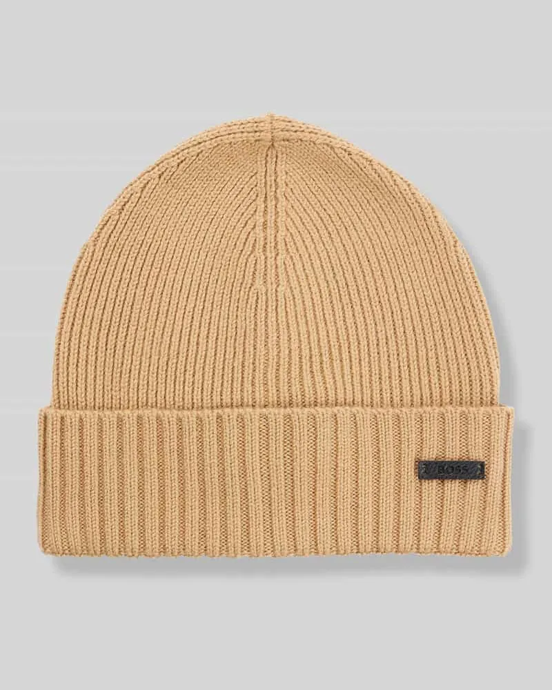 HUGO BOSS Mütze aus reiner Schurwolle Beige