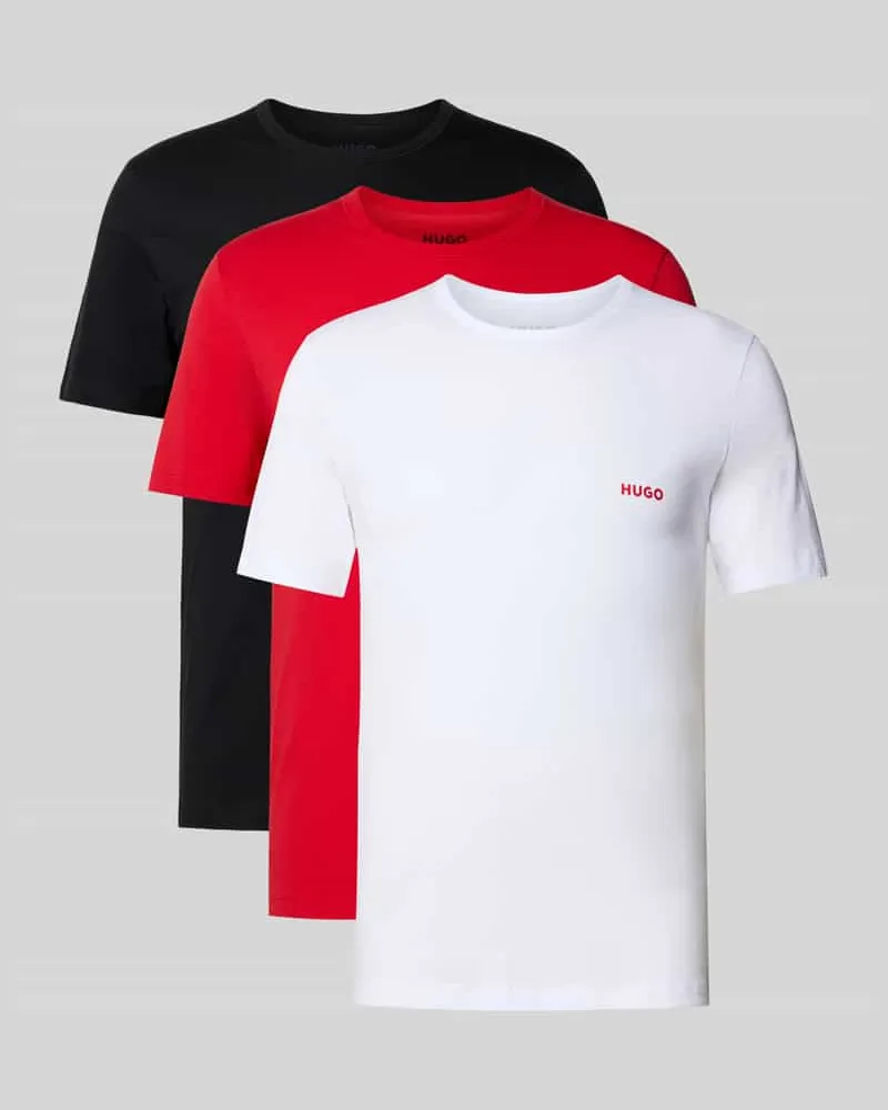 HUGO BOSS Regular Fit T-Shirt Set aus reiner Baumwolle im 3er-Pack Rot
