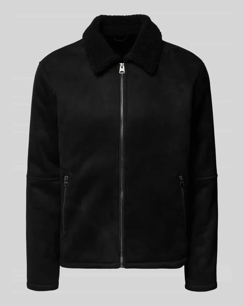 Only & Sons Regular Fit Bomberjacke mit Kunstfellkragen Modell 'ROYCE Black
