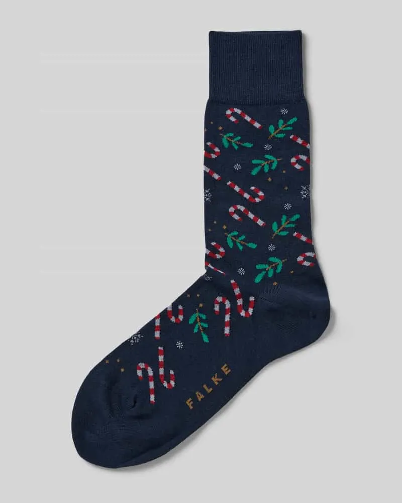 Falke Socken im Allover-Look Modell 'Gifts Blizzard Dunkelblau