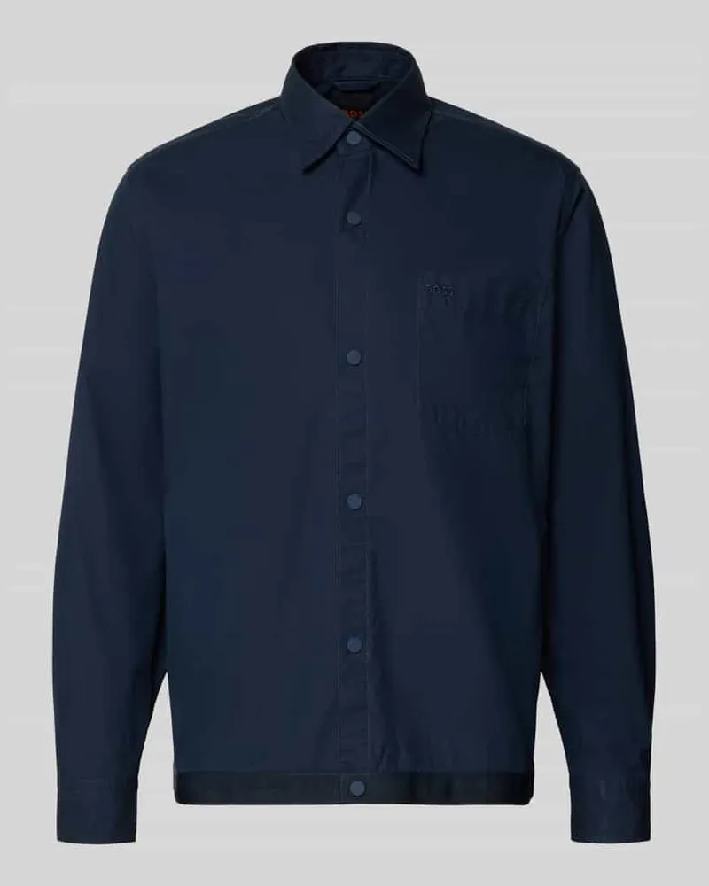 HUGO BOSS Regular Fit Overshirt aus Baumwoll-Mix Modell 'LOBEL_M Marine