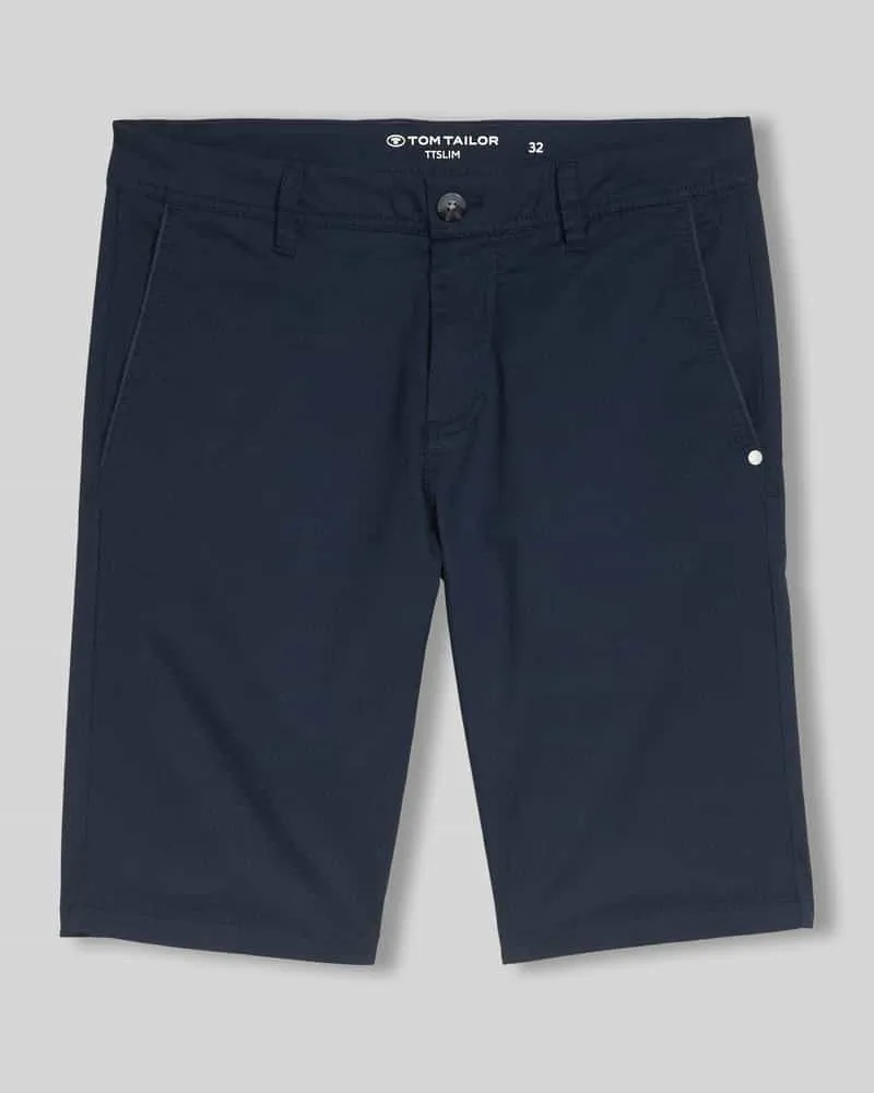 Tom Tailor Slim Fit Chinoshorts aus Baumwoll-Mix Marine