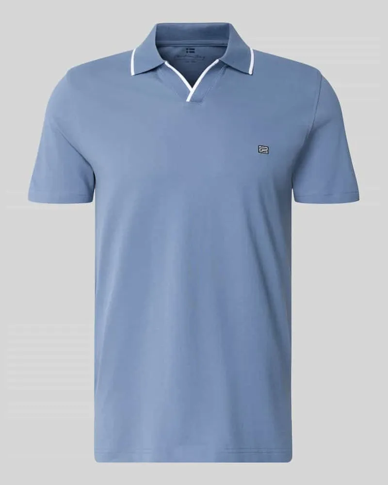 Christian Berg Modern Fit Poloshirt mit Logo-Stitching Jeansblau