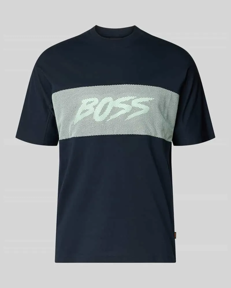 HUGO BOSS Regular Fit T-Shirt aus reiner Baumwolle Modell 'TE_BAYMESH Marine