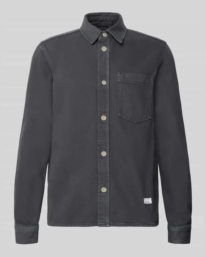 Marc O'Polo Regular Fit Hemdjacke aus reiner Baumwolle Anthrazit