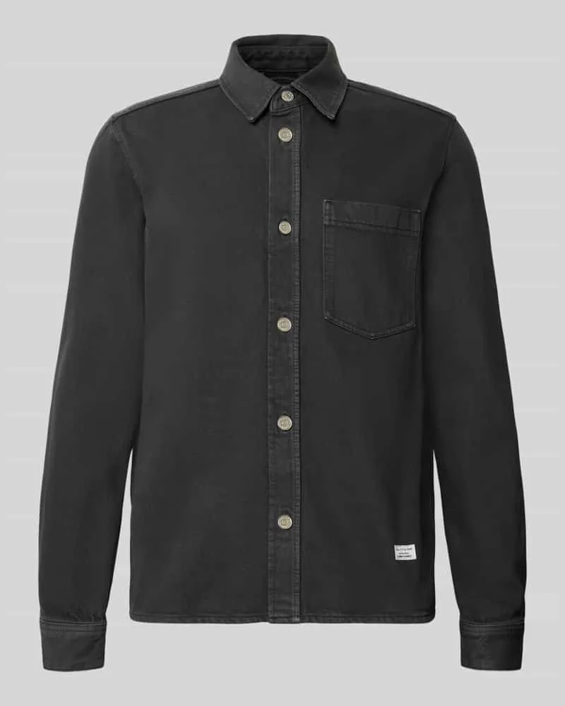 Marc O'Polo Regular Fit Hemdjacke aus reiner Baumwolle Anthrazit