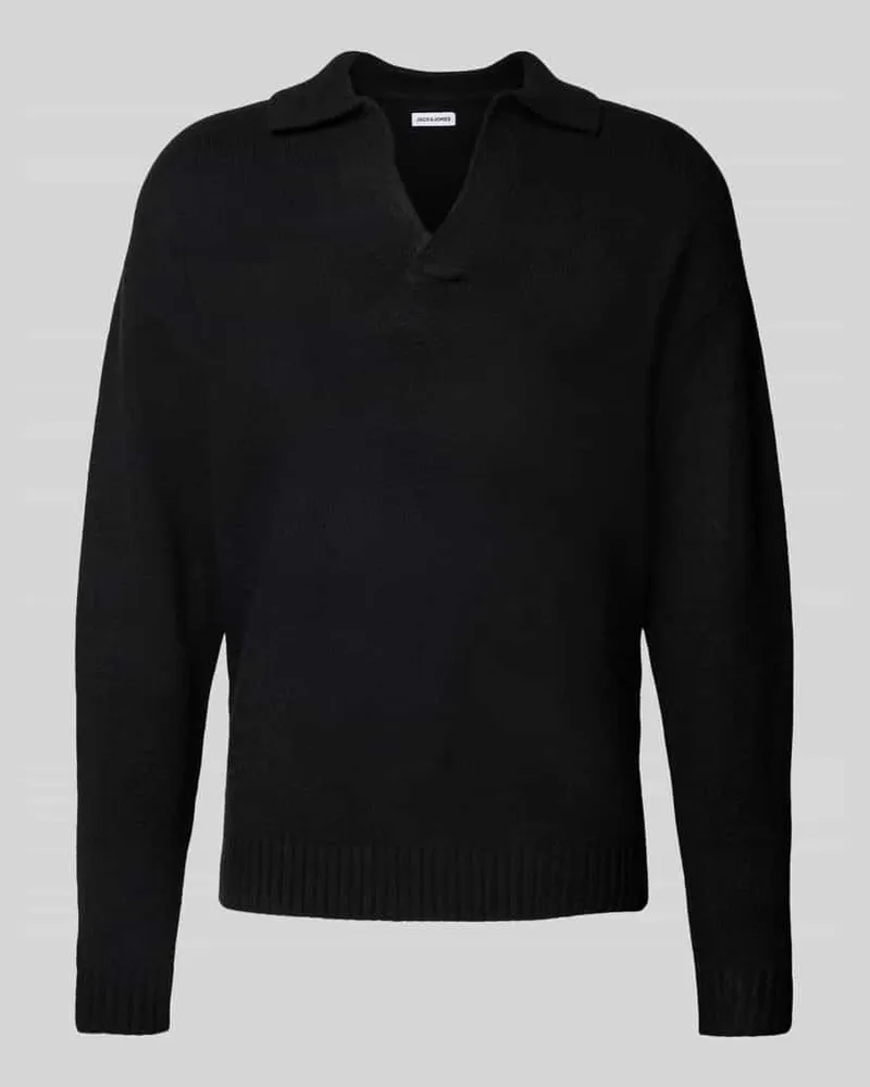 Jack & Jones Strickpullover mit V-Ausschnitt Modell 'SOHO Black