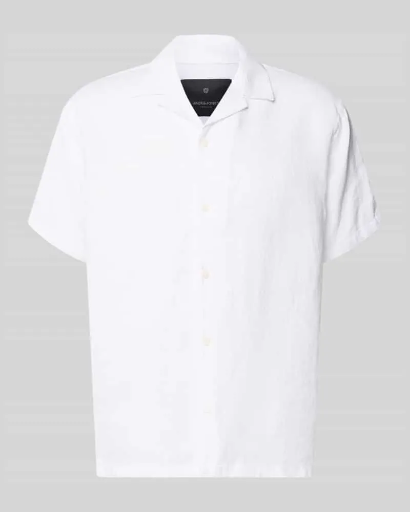 Jack & Jones Regular Fit Leinenhemd Modell 'LAWRENCE Weiss