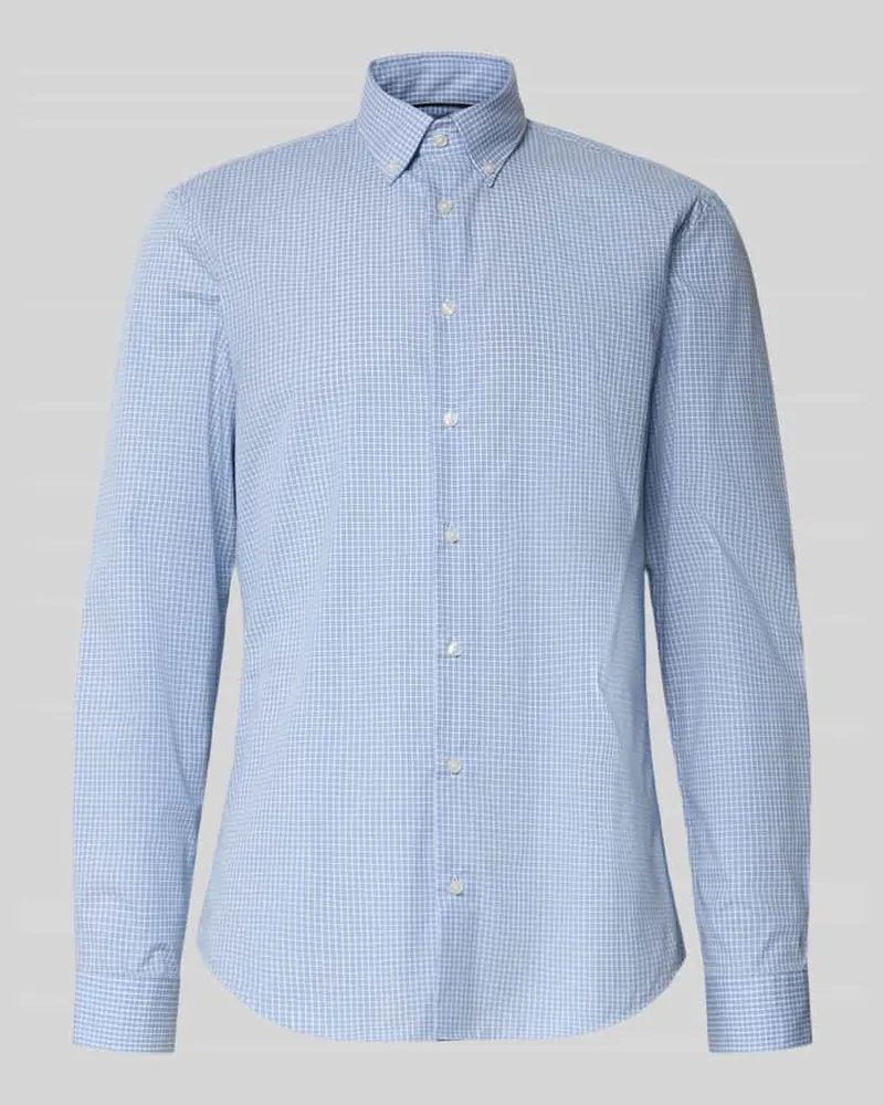 JAKE*S Slim Fit Business-Hemd mit Button-Down-Kragen Bleu
