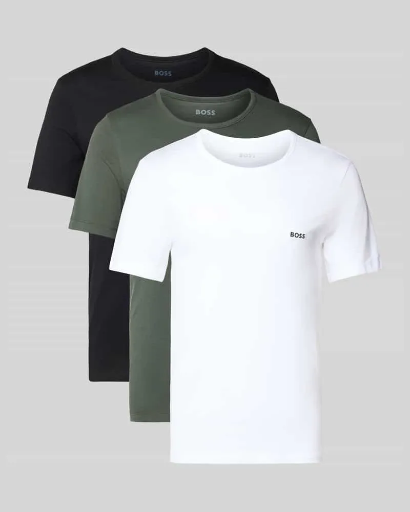 HUGO BOSS Regular Fit T-Shirt Set aus reiner Baumwolle im 3er-Pack Mittelgrau