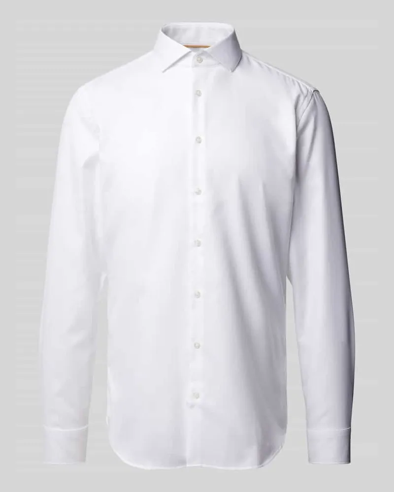 JAKE*S Slim Fit Business-Hemd mit Haifischkragen Weiss