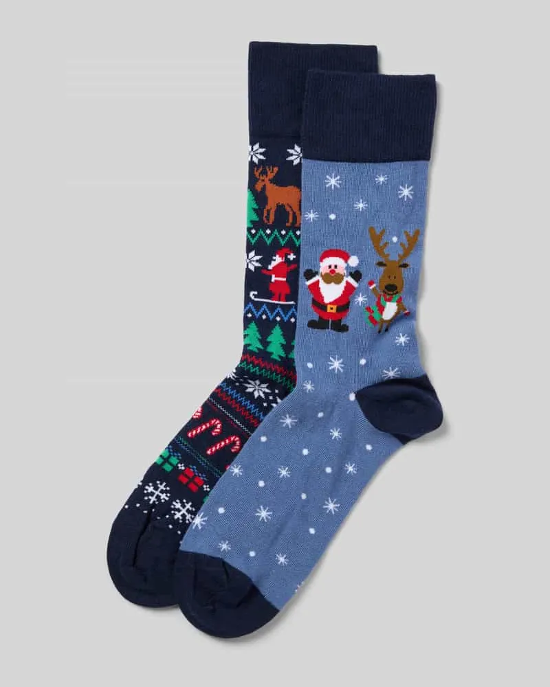 Christian Berg Socken mit geripptem Abschluss Jeansblau