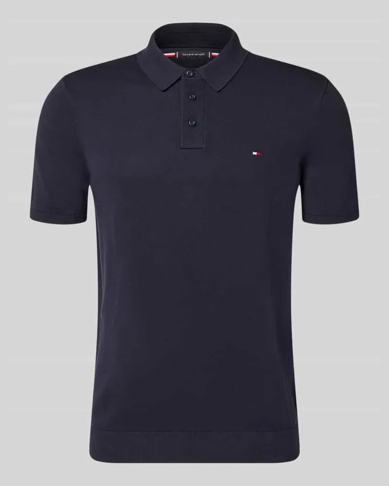 Tommy Hilfiger Regular Fit Strick-Poloshirt aus reiner Baumwolle Marine