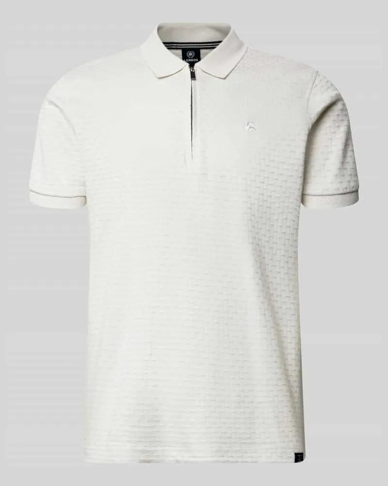 Lerros Regular Fit Poloshirt mit kurzem Reißverschluss Offwhite