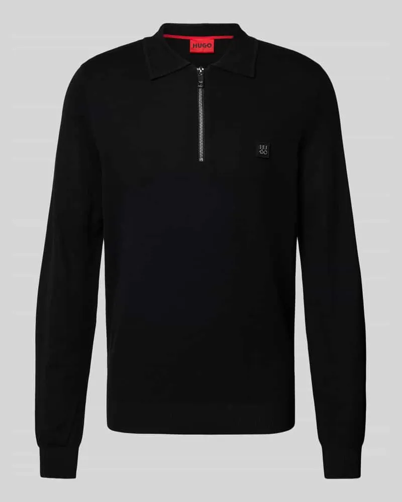 HUGO BOSS Strickpullover mit Label-Detail Modell 'Sastone 