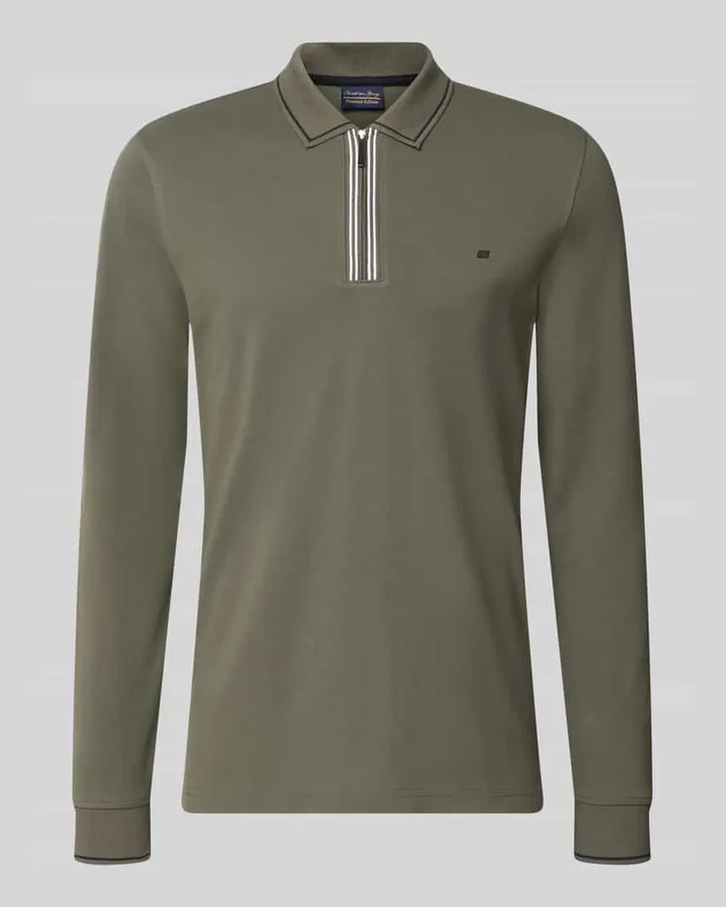 Christian Berg Slim Fit Poloshirt mit Reißverschluss Metallic