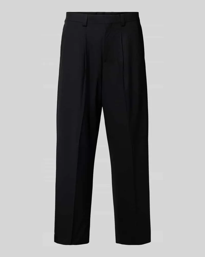 HUGO BOSS Straight Fit Hose aus Schurwoll-Mix Modell 'TONY Black