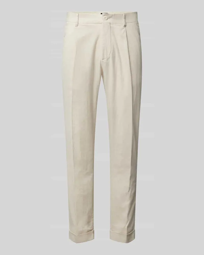 Strellson Regular Fit Bundfaltenhose aus Baumwoll-Leinen-Mix Modell 'Louis 