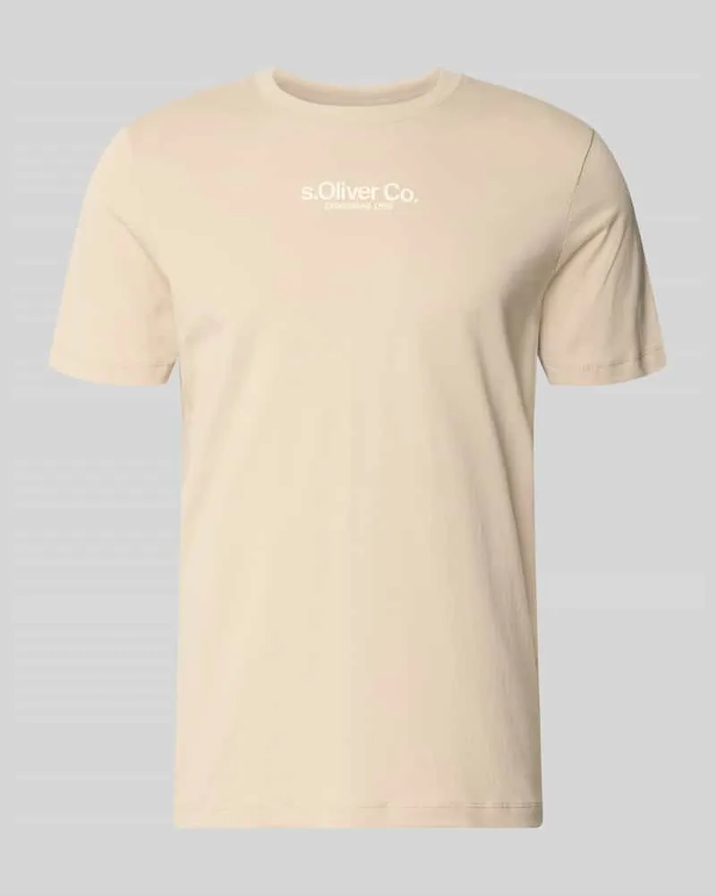 S.Oliver Regular Fit T-Shirt aus reiner Baumwolle Beige